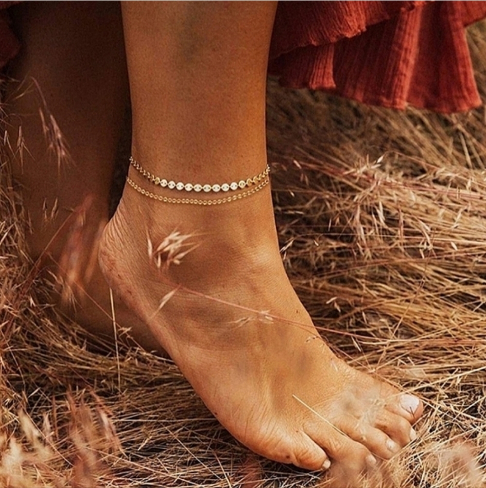 Free People Layered Gold Coin Anklet